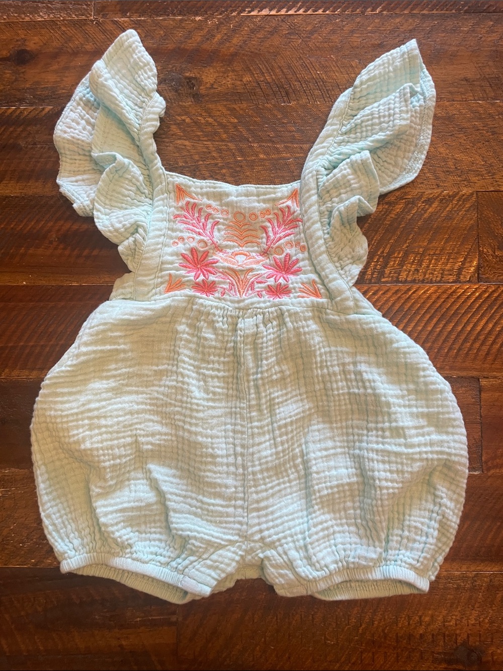 Jessica Simpson Light Blue Romper with Pink Embroidery